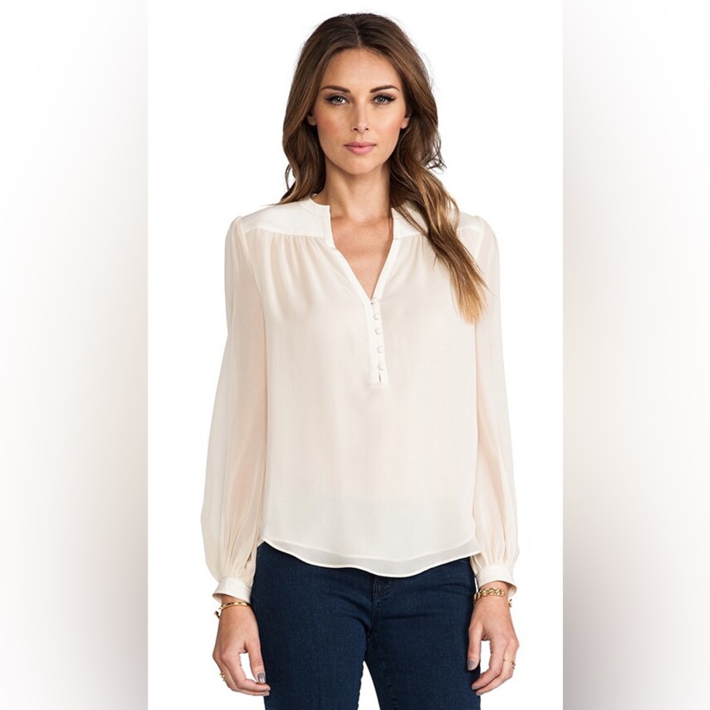 DIANE VON FURSTENBERG Revolve Chloe Silk Top Women’s Quarter Button Up‎ Size 4